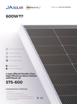 JA SOLAR JAM72D40-595W LB BIFACIAL (N-Type) MC4-EVO2